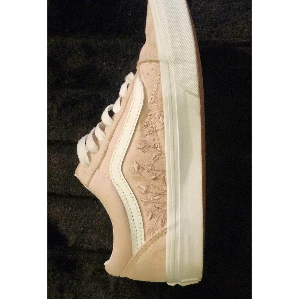 VANS FU OLD SKOOL UNISEX SNEAKERS - PINK Rose Embroidered Mens 5 Women's 6.5